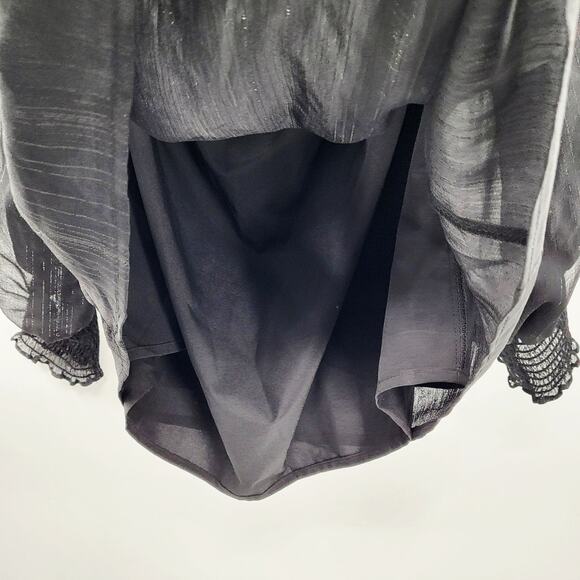 NWT WAYF Dede & Emily Black & Silver Sheer Off the Shoulder Top Women's Size M - Picture 4 of 9